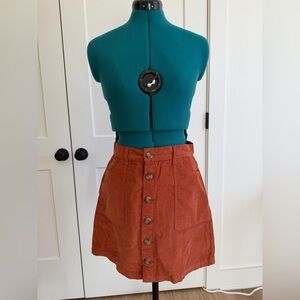 Kensie Terracotta Button-Front Mini Skirt - Size 8